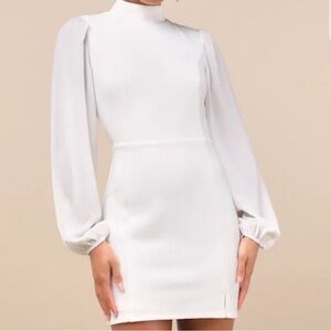 Lulu's White Long Sleeve Dress